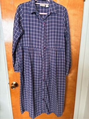 Vermont Country store Button-Front Plaid  Dress cottage core